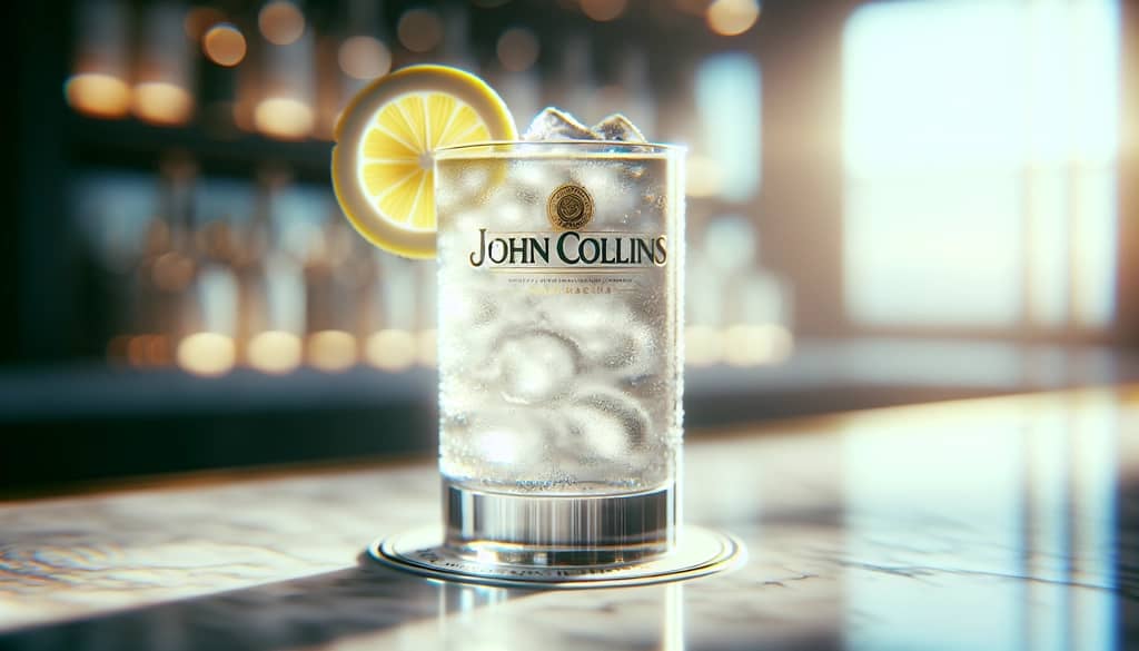 john collins cocktail with lemon garnish